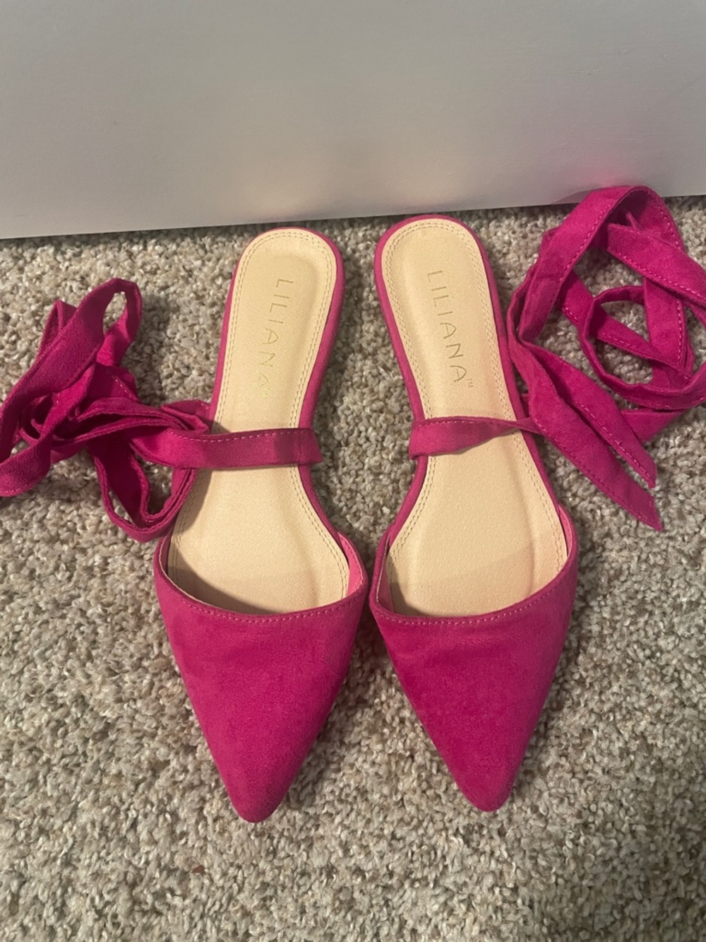 Pink Lace Up Flats